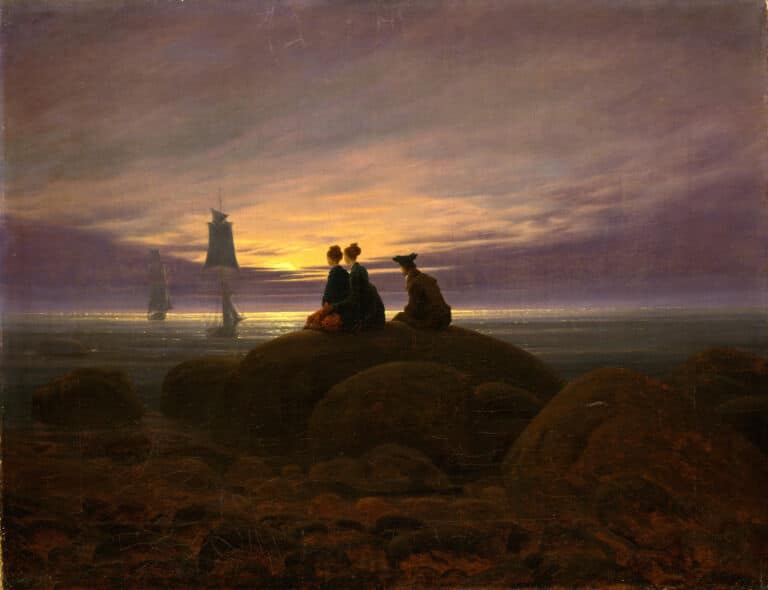 Gemälde von Caspar David Friedrich mit dem Titel: »Mondaufgang am Meer«, geschaffen 1822